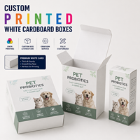 Boîte en carton blanc professionnelle avec revêtement UV pour emballages de probiotiques pour animaux de compagnie, carton ivoire, haute rigidité, pliable