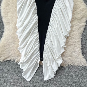 Moda Sexy uso diario <span class=keywords><strong>O</strong></span> cuello sin mangas espalda descubierta Color blanco y negro a juego Midi mujeres vestido Sexy - Product Image 4