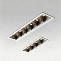 Plafonnier LED Linéaire Encastré Moderne Doré avec Réflecteur Nid d'Abeille Anti-Éblouissement, Luminaire Grille Intérieur pour Salon, Hôtel, Villa