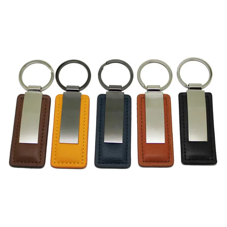 Wholesale Personalized Design Gift Engrave Name Business Blank Keyring Key Chain Car Brand Logo Metal Pu Custom Leather Keychain