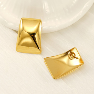 Zogxin Geometric Square Stud Earrings 18K Gold Plated Stainless Steel Fashion Jewelry For Women - Product Image 2