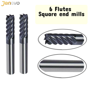 사용자 정의 가능한 6 플루트 스퀘어 엔드 밀 <span class=keywords><strong>CNC</strong></span> 도구 금속 밀링 커터 라우터 비트 용 솔리드 카바이드 엔드 밀 <span class=keywords><strong>CNC</strong></span> 커터 도구 - Product Image 2