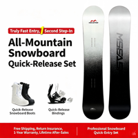 Équipement de ski pour hommes et femmes, ensemble complet de snowboard CAMBER pour toutes les zones avec fixations et sangles, blanc et noir, taille S M L 140-163 cm