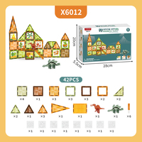 Jouets à vapeur Carreaux de construction magnétiques Fenêtre Art Colle de couleur 42 pièces Blocs de construction Jouets éducatifs pour enfants