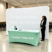Set Periklanan Lipat Portabel untuk Pameran Konferensi, Toko Pop Up, Display Merek, Banner Latar Belakang Kustom, dan Taplak Meja