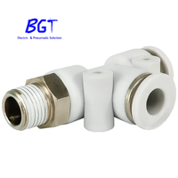 Raccord pneumatique en laiton nickelé, connecteur en T latéral pour tube d'air, filetage mâle 1/4 BSPT, diamètre extérieur 8 mm, pour PU, PA, Nylon