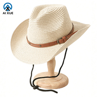 Chapeau de cowboy en paille personnalisé et prêt à être expédié, respirant, protection solaire, style western rétro, à large bord