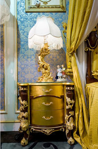 Juego de Dormitorio de Lujo Clásico Europeo en Oro de 24K, Cama con Dosel de Madera Maciza Dorada <span class=keywords><strong>Real</strong></span> de Estilo Rococó, Tallada a Mano, Tamaño King (B50923) - Product Image 3