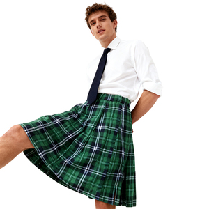 Fournisseur direct d'usine, costume d'événement cosplay unisexe pour adultes, costume classique d'inspiration scolaire, jupe à carreaux plissée vert fluide - Product Image 1