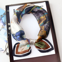 Écharpe carrée en soie véritable Van Gogh, motif iris rétro français, 70 cm, polyvalente, printemps-été, foulard, châle, écharpe de cou pour femme