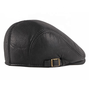 Béret en cuir PU de qualité pour hommes, nouvelle collection automne/hiver, pour hommes d'âge moyen et âgés, style britannique vintage, casquette avant en cuir PU - Product Image 4