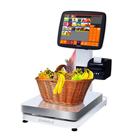 Balance-caisse Zhongji TS4 60KG avec système d'exploitation Windows et imprimante thermique multi-technologies pour supermarchés et marchés agricoles