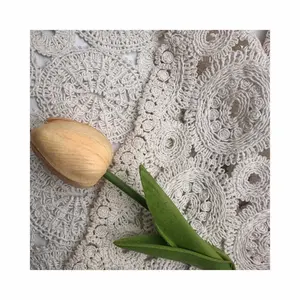 シット & カーディガン用綿100% ホワイトロープギピュールかぎ針編み刺Embroideryレース生地を製造