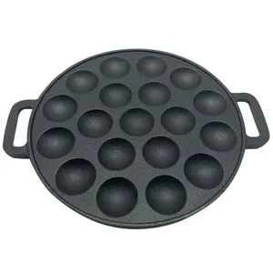 Wholesale Japanese Mini Round Poffertjes Pancake Pan Cast Iron 19 holes Small Balls Panekoken Takoyaki Pan