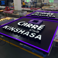 Enseigne lumineuse LED 3D en acrylique avec cadre en aluminium pour entreprise, logo de marque, lettres en relief éclairées par l'avant avec panneau de support en aluminium