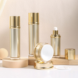 Juego de botellas de acrílico dorado Pomeranian de 50 ml para el cuidado de la piel, envase cosmético para loción, tónico, crema, frasco con bomba y tapa - Product Image 2