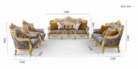 Style royal français antique victorien rétro floral tissu en bois sculpté à la main meubles doré classique salon canapé