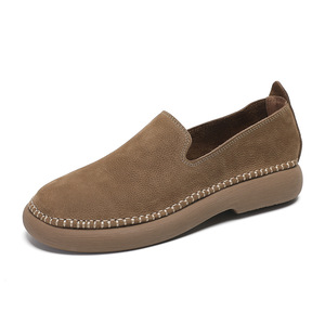Mocassins en daim pour homme, bout rond, à enfiler, respirants, doublure en cuir véritable, semelle extérieure en caoutchouc, chaussures décontractées toutes saisons - Product Image 4