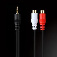 Câble d'extension audio coaxial plaqué or 3,5 mm mâle vers 2 RCA femelle non blindé avec gaine en PVC pour DVD, microphone et autres appareils audio