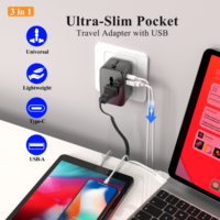 Adaptador de Viaje Universal Mini FOXCAN (USB-C/USB-A) PD 12W, Cargador de Pared Todo en Uno para Portátil