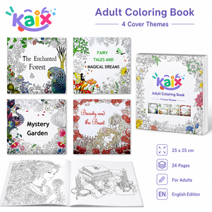 KAIX <span class=keywords><strong>Libro</strong></span> da Colorare per Adulti in Inglese, Grande Formato, 24 Pagine, Arte Floreale da Giardino per Alleviare lo Stress, Regalo, Fornitura al Dettaglio - Product Image 2