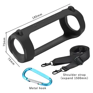 High Quality Travel Silicone Speaker Case With Carabiner And Shoulder Strap Bumper Case For Clip5/clip6