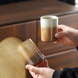 Tasses à café réutilisables en poterie rustique de style japonais vintage pour fêtes, usage domestique et bureautique avec logos – Vente en gros - Product Image 2