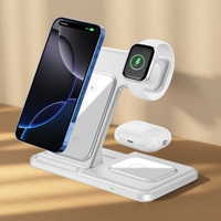 Chargeur sans fil pliable 3-en-1 de bureau 15W, station de charge pour téléphone, chargeur sans fil KC pour iPhone 17/16/15, pour iWatch, pour AirPods