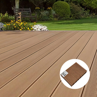 Dalles de terrasse emboîtables en composite bois-bambou WPC carrées, modernes, écologiques, imperméables, résistantes aux intempéries, marron, pour patio extérieur