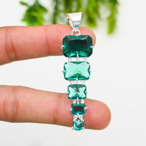 Collar con colgante de moda de estilo bohemio hecho a mano Chapado en plata y apatita verde para boda y fiesta Unisex - Product Image 4