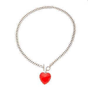 قلادة قلب حمراء بتصميم بانك مع مشبك OT للنساء، مصنوعة من الفولاذ المقاوم للصدأ 316L، قلادة فضية وذهبية على شكل قلب للرقبة - Product Image 5