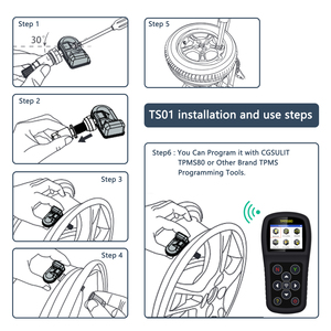 New CGSULIT TS01 With TPMS90 Rubber and Metal Tire Pressure Monitoring System Car <strong>TPMS</strong> Fits 98% Vehicle Universal Sensor - Product Image 5