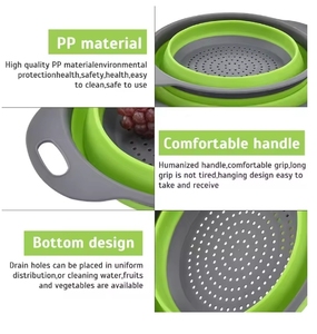 Colador de Silicona Plegable y Flexible, Cesta para Lavar Frutas y Verduras, Escurridor de Platos, Utensilios de Cocina Plegables - Product Image 3