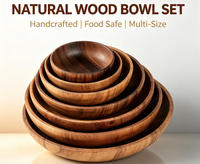 Bol en bois d'acacia rond, moderne, écologique et tendance, fait main, pour servir des condiments, du sel, des noix, des snacks, du miel, de la crème lors de fêtes – Vente en gros