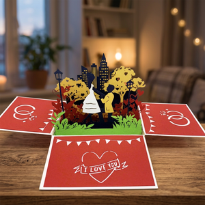 Caja de Regalo con Tema de Amor, Caja de Boda con Ángel, Tarjeta Pop-up 3D, Manualidad en Papel Troquelado, Regalo para el Día de San Valentín, Forma Rectangular Roja, Diseño Personalizado Hecho a Mano - Product Image 5