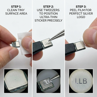 Autocollant de logo 3D personnalisé en micro-métal, résolution 8K, étiquette de transfert en nickel pour lettres de 3 mm minimum, pour mini-tubes cosmétiques