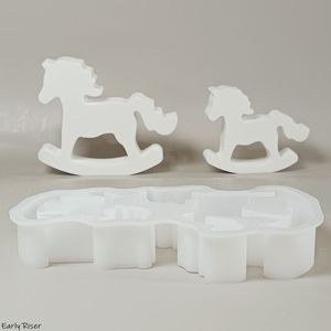 Early Riser S1641 Seesaw Horse Combinaison Ornement Ensemble Décoration Ciment Plâtre Moule DIY Silicone Moule pour la Fabrication Artisanale - Product Image 4