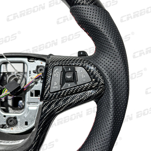 Volant très vendu, entièrement en fibre de carbone noire, cuir perforé avec surpiqûres rouges, compatible avec VF - Product Image 2