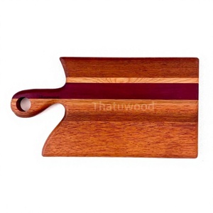 <b>Wooden</b> Chopping Board Rectangle Handle Stripe Pattern Single <b>Piece</b> Made in Vietnam - Product Image 5