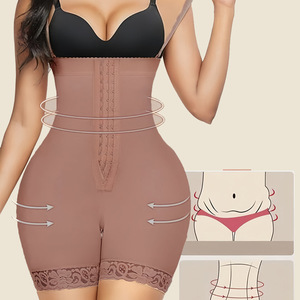 Faja colombiana para mujer con cierre frontal y cremallera, alta compresión, control de abdomen, levantador de glúteos, encaje, moldeador hasta medio muslo - Product Image 5
