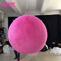 Boule suspendue en peluche rose pour la décoration d'événements de mariage, boule gonflable pour décoration suspendue, boule suspendue pour accessoires de scène
