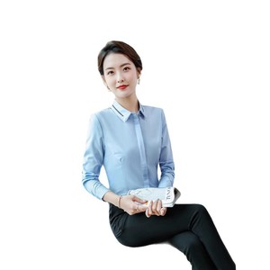 Blue Long Sleeve Shirt With Black Pants Set For Airline Uniform Business Work Wear Fall 2025 - Product Image 5