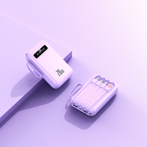 <span class=keywords><strong>Cargador</strong></span> portátil Nuevo 20000mAh 20W Carga rápida Mini banco de energía Pantalla LED 4 Cables integrados Logotipo OEM Alta capacidad 20000mAh - Product Image 5