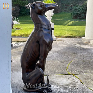 Sculptures de lévriers en bronze grandeur nature style Art déco, statue de chien classique européenne pour extérieur - Product Image 4