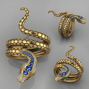 Anello a Forma di Serpente per Uomo e Donna, Accessorio Creativo per Dito con Accento Blu - Product Image 2