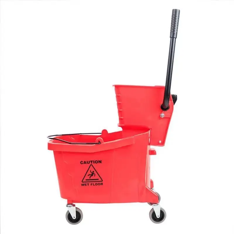 Atacado comercial pesados limpeza espremedor carrinho mop balde vermelho