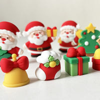 Décorations de gâteaux de Noël, Ornements en caoutchouc souple pour sapin de Noël, Père Noël, Bonhomme de neige, Boîte cadeau, Chaussures de Noël, Panneaux cadeaux