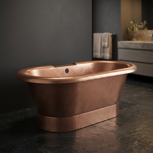 Baignoire ovale autoportante en cuivre, style antique, cuve en métal marron, bassin de bain pour adulte - Product Image 4