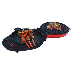 Température <span class=keywords><strong>individuelle</strong></span> et minuterie contrôle pizza tarte hamburger machine barbecue plaque chauffante portable maison électrique burger grill - Product Image 4