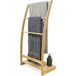 Soporte para Edredones o Mantas de Bambú para Sala de Estar o Dormitorio, Toallero Extra Alto Independiente para Baño - Product Image 2